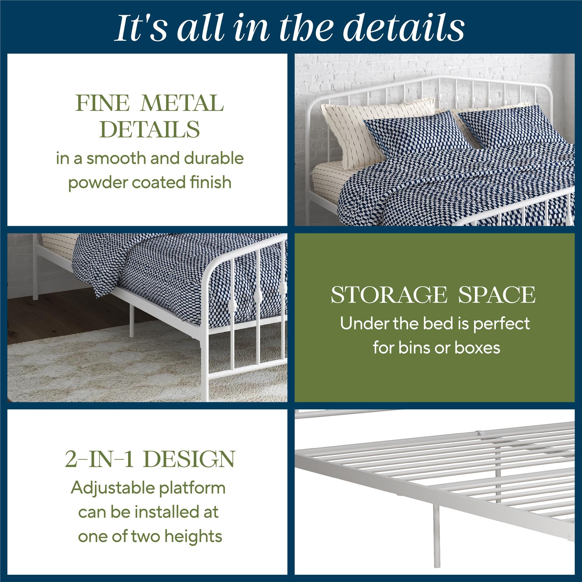 Novogratz Bushwick Metal Bed - White - King