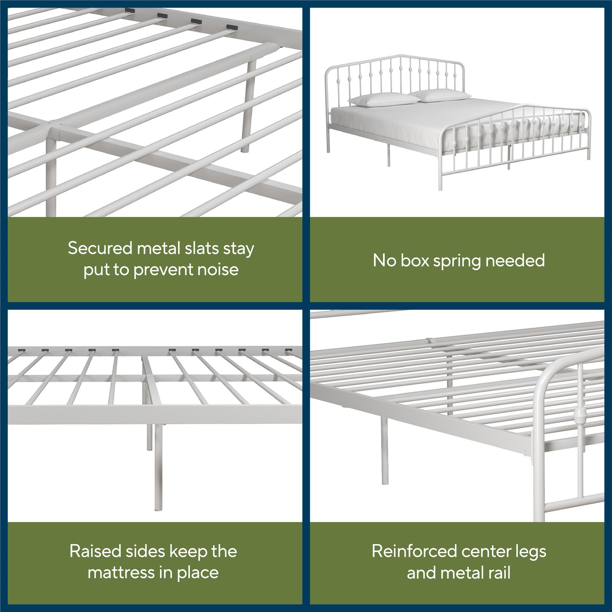 Novogratz Bushwick Metal Bed - White - King