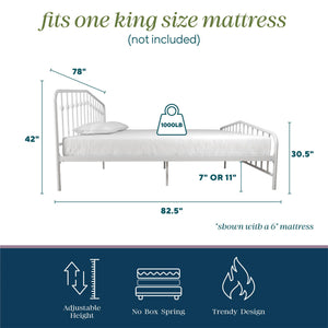 Novogratz Bushwick Metal Bed - White - King