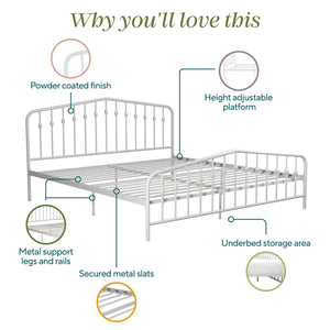 Novogratz Bushwick Metal Bed - White - King