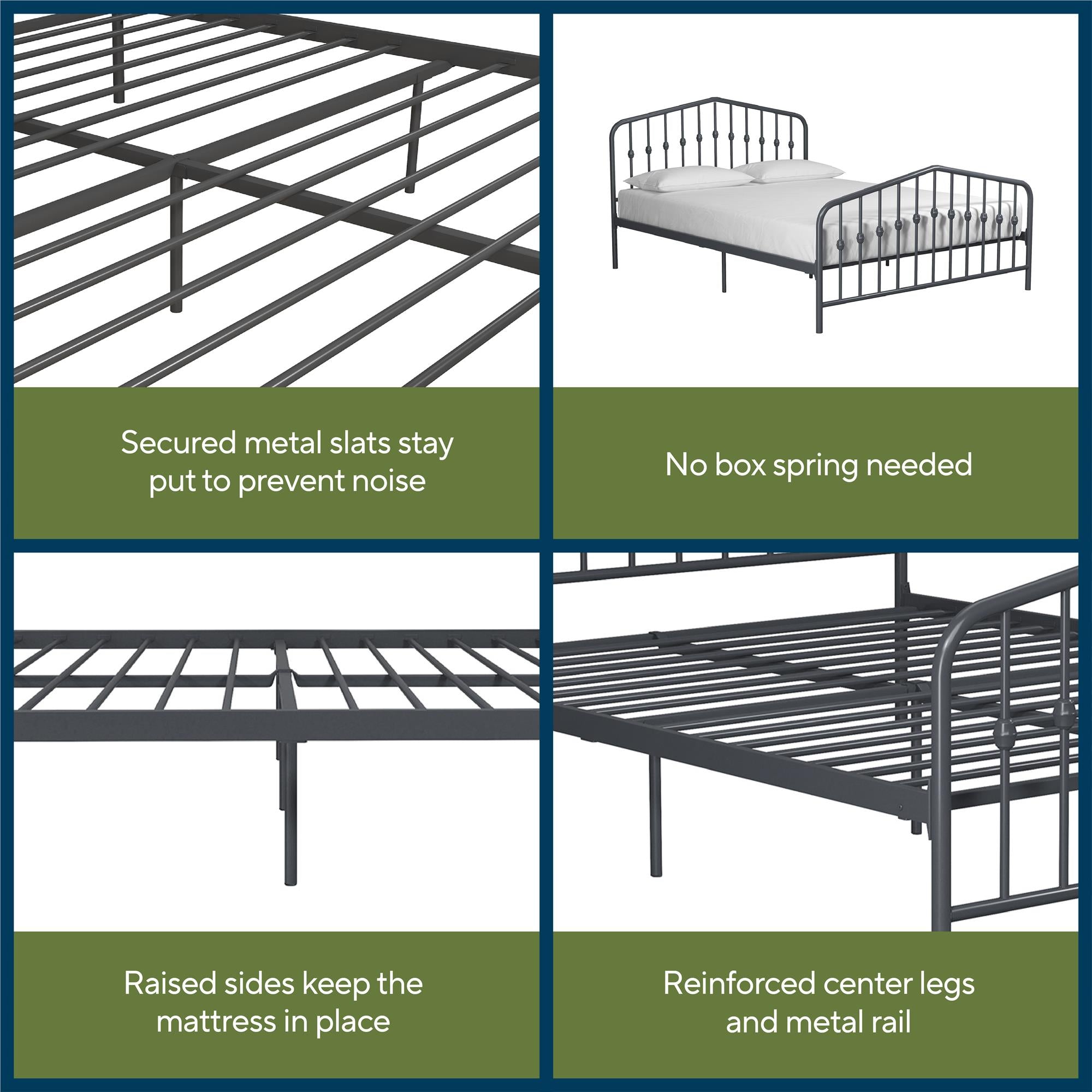 Novogratz Bushwick Metal Bed - Gray - Queen
