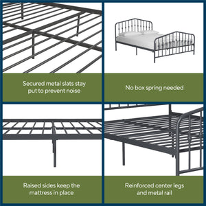 Novogratz Bushwick Metal Bed - Gray - Queen