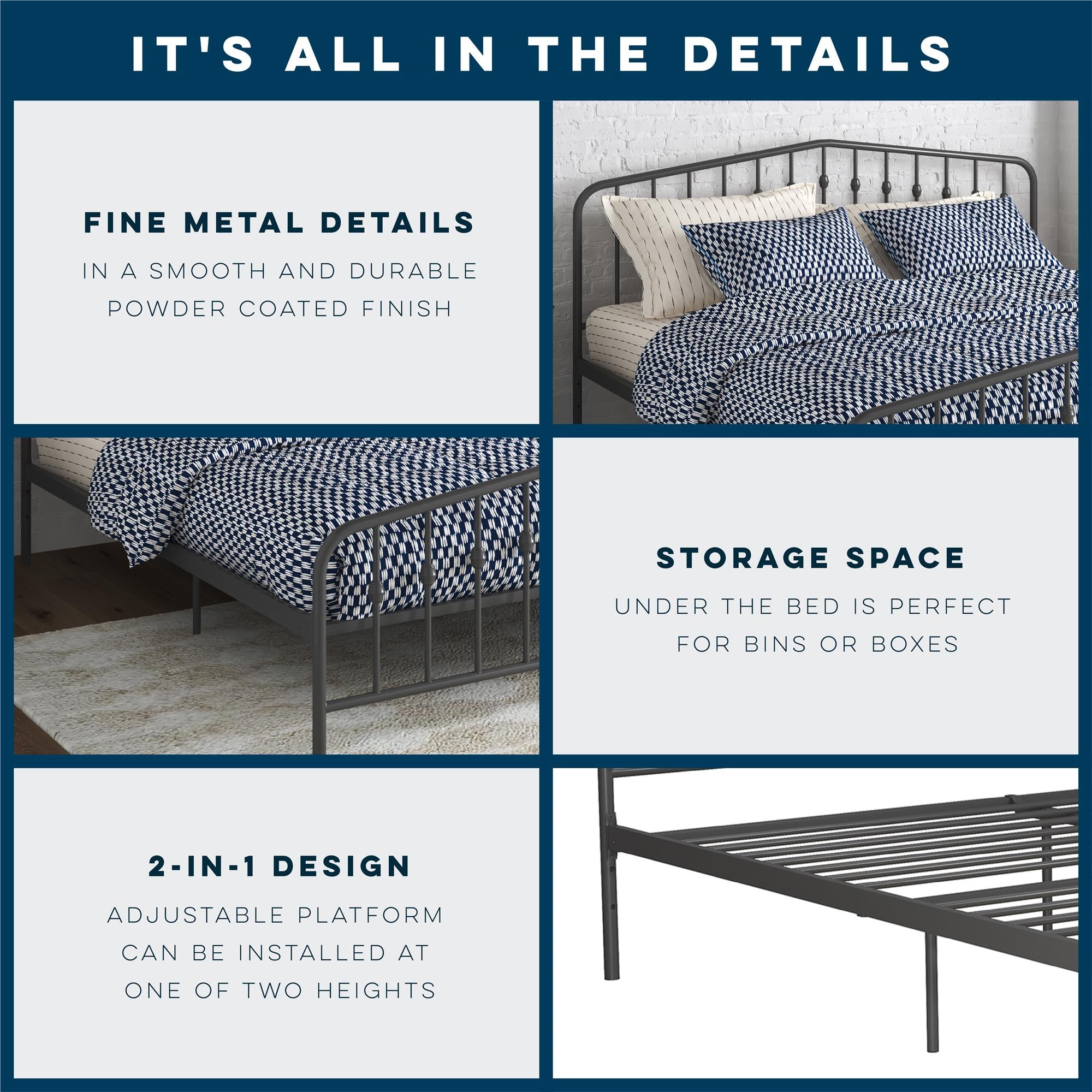 Novogratz Bushwick Metal Bed - Gray - King