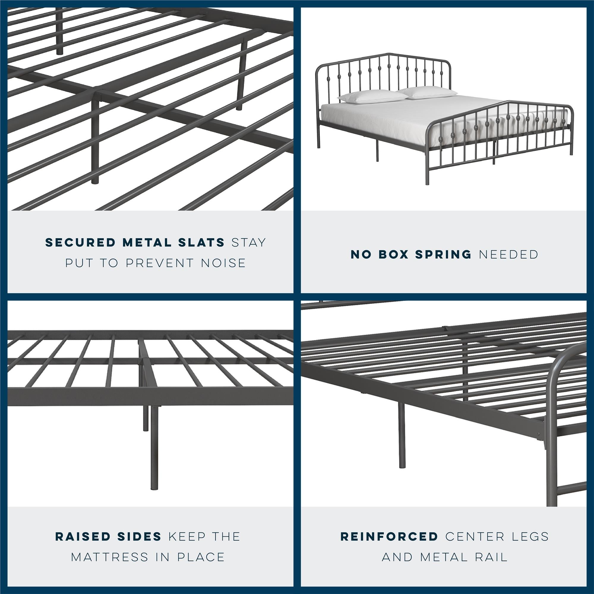 Novogratz Bushwick Metal Bed - Gray - King