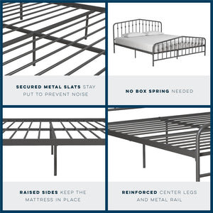 Novogratz Bushwick Metal Bed - Gray - King