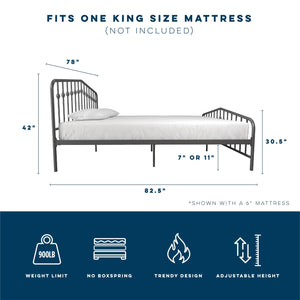 Novogratz Bushwick Metal Bed - Gray - King