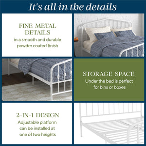 Novogratz Bushwick Metal Bed - White - Queen