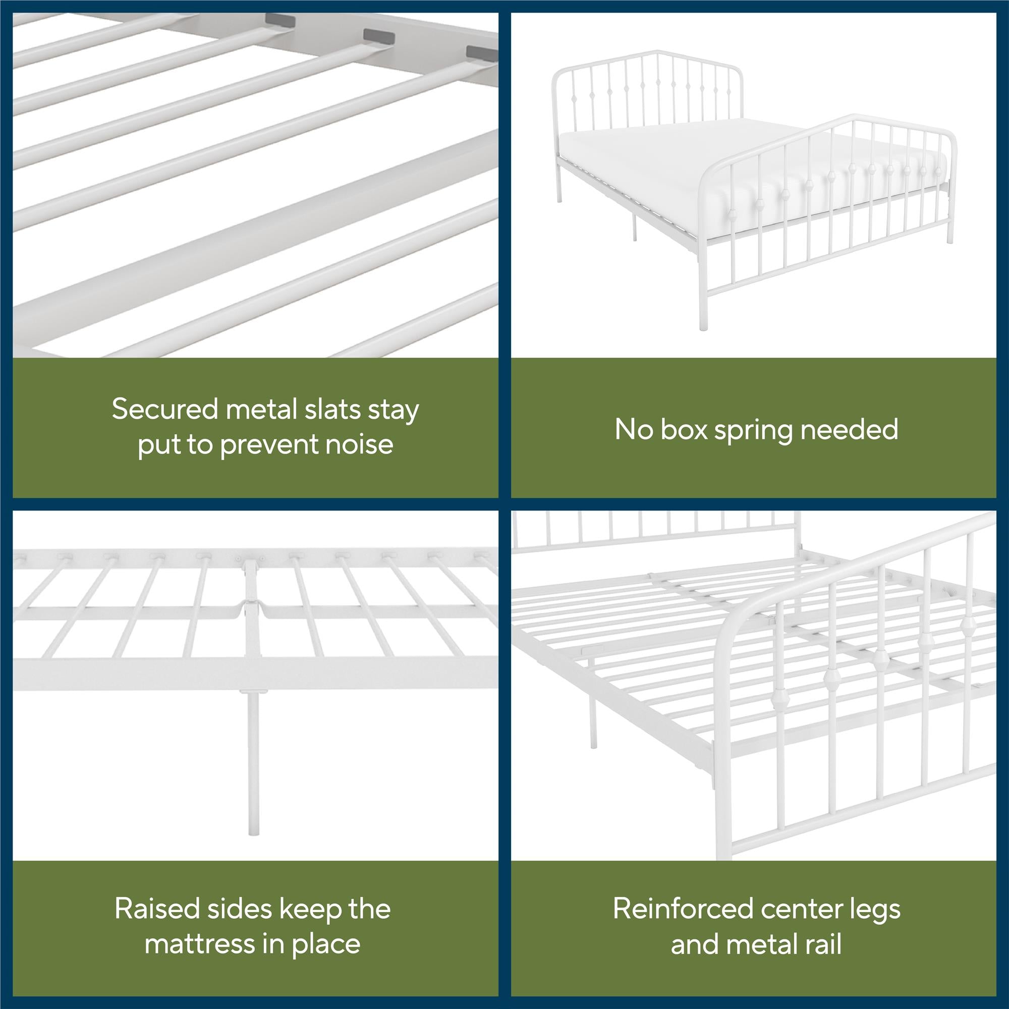 Novogratz Bushwick Metal Bed - White - Queen