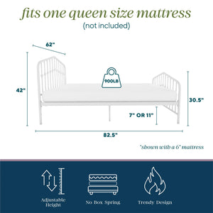 Novogratz Bushwick Metal Bed - White - Queen