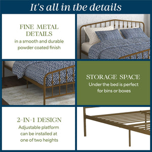 Novogratz Bushwick Metal Bed - Gold - King
