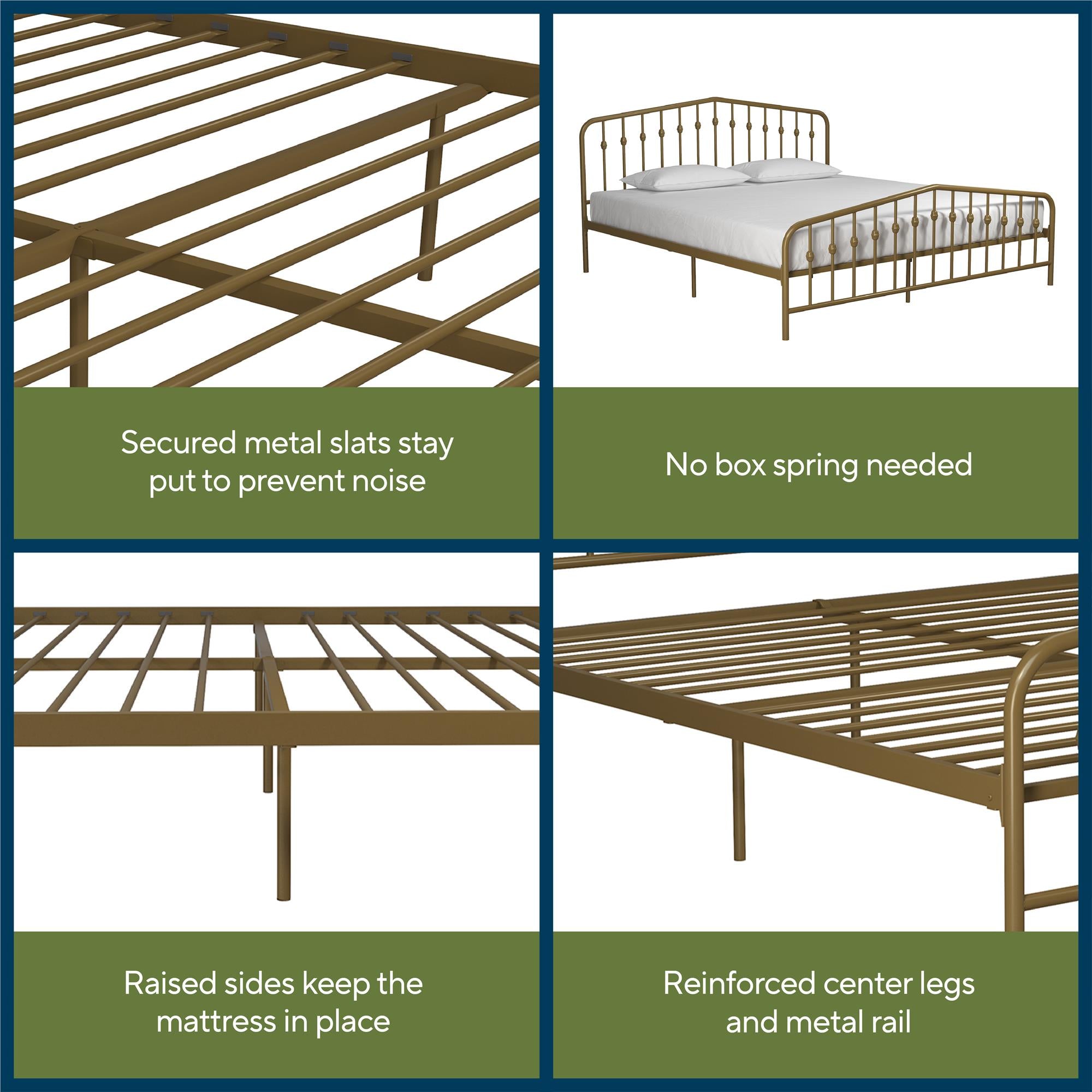 Novogratz Bushwick Metal Bed - Gold - King