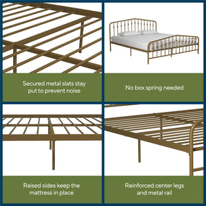 Novogratz Bushwick Metal Bed - Gold - King