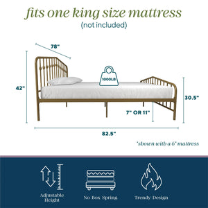 Novogratz Bushwick Metal Bed - Gold - King