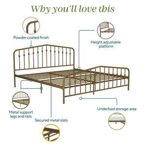 Novogratz Bushwick Metal Bed - Gold - King