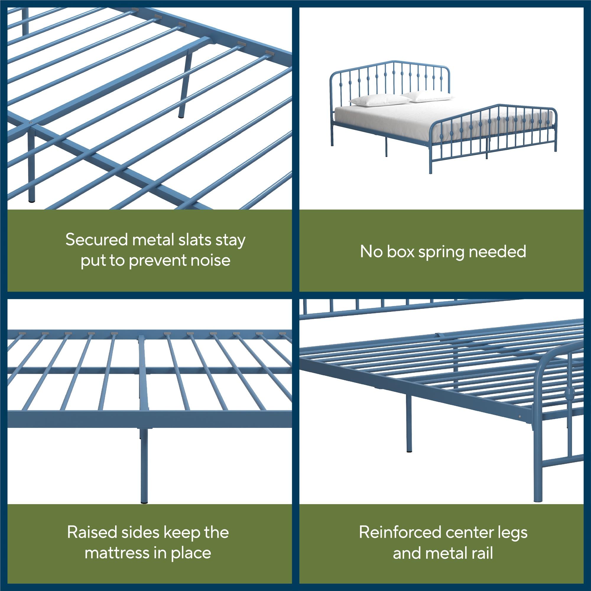 Novogratz Bushwick Metal Bed - Sea Blue - King