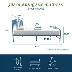Novogratz Bushwick Metal Bed - Sea Blue - King