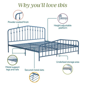 Novogratz Bushwick Metal Bed - Sea Blue - King