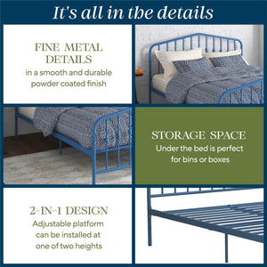 Novogratz Bushwick Metal Bed - Sea Blue - Queen