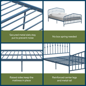 Novogratz Bushwick Metal Bed - Sea Blue - Queen