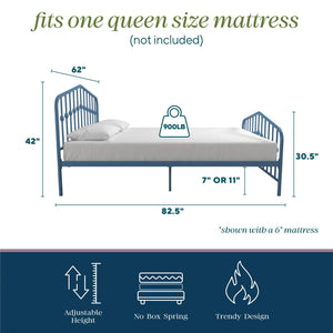 Novogratz Bushwick Metal Bed - Sea Blue - Queen