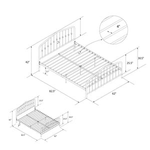 Novogratz Bushwick Metal Bed - Gray - Queen