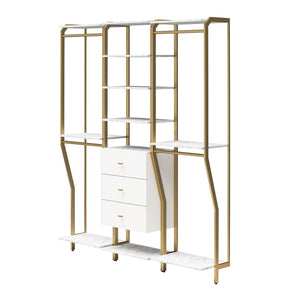 CosmoLiving Gwyneth Closet 3 Piece Bundle- 2 Hanging Rod & 1 Drawer Unit - White marble