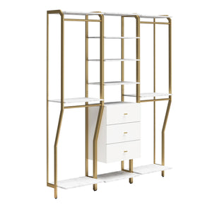 CosmoLiving Gwyneth Closet 3 Piece Bundle- 2 Hanging Rod & 1 Drawer Unit - White marble