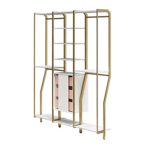 CosmoLiving Gwyneth Closet 3 Piece Bundle- 2 Hanging Rod & 1 Drawer Unit - White marble