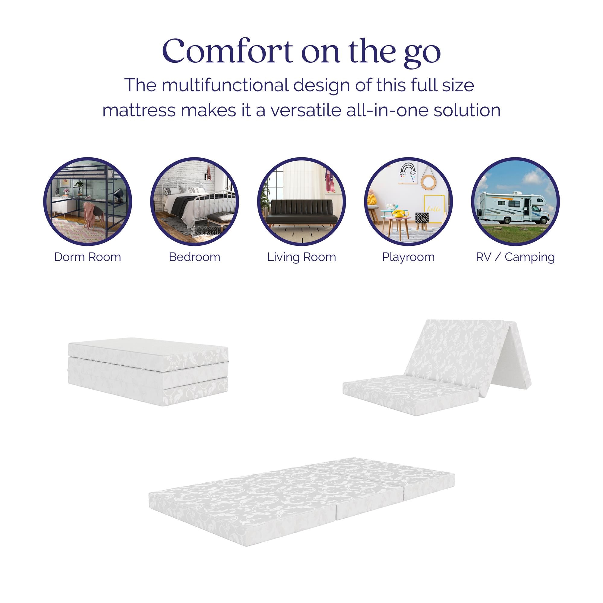 Signature Sleep 4" Twin Tri-Fold Mattress - White - Twin