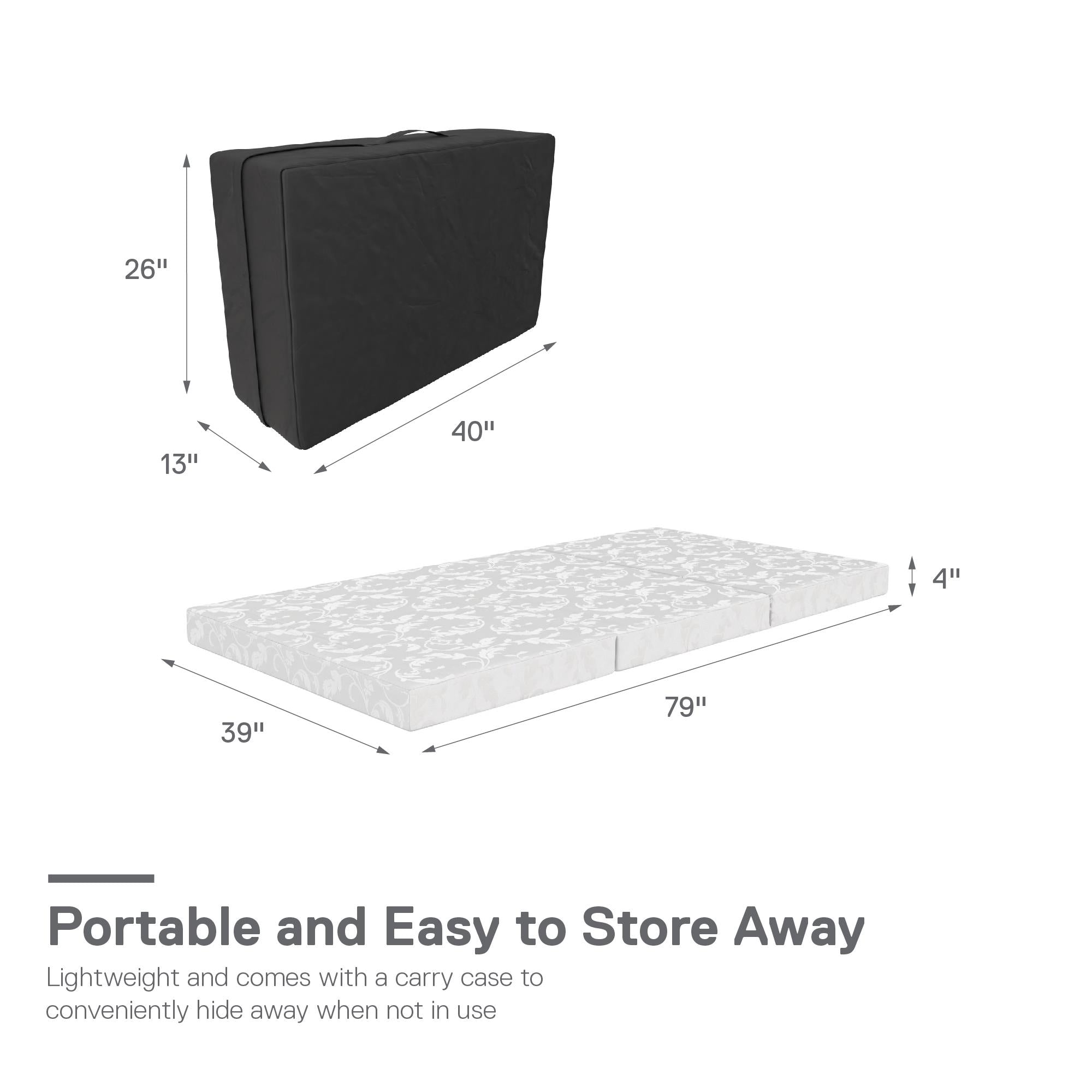 DHP  4" Tri-Folding Mattress - White - Twin