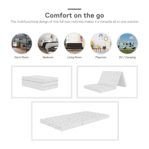 DHP  4" Tri-Folding Mattress - White - Twin