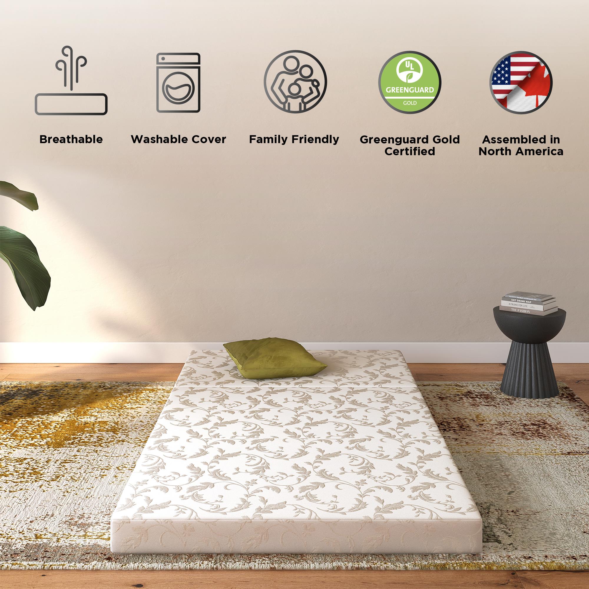 DHP  4" Tri-Folding Mattress - White - Twin