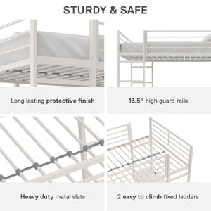 DHP Lanis Loft Bed with Desk and Storage - Off White - Twin