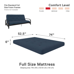 DHP Trule 6" Spring Futon Mattress - Blue - Full