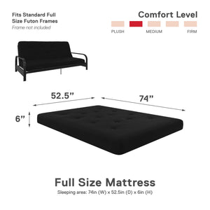 DHP Trule 6" Spring Futon Mattress - Black - Full