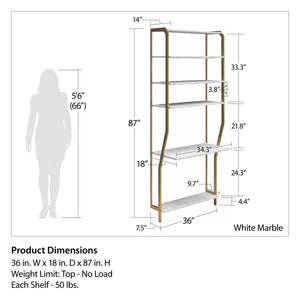 CosmoLiving Gwyneth Closet 4 Piece Bundle-2 Hanging Rod, 1 Vanity & 1 Drawer Unit - White marble