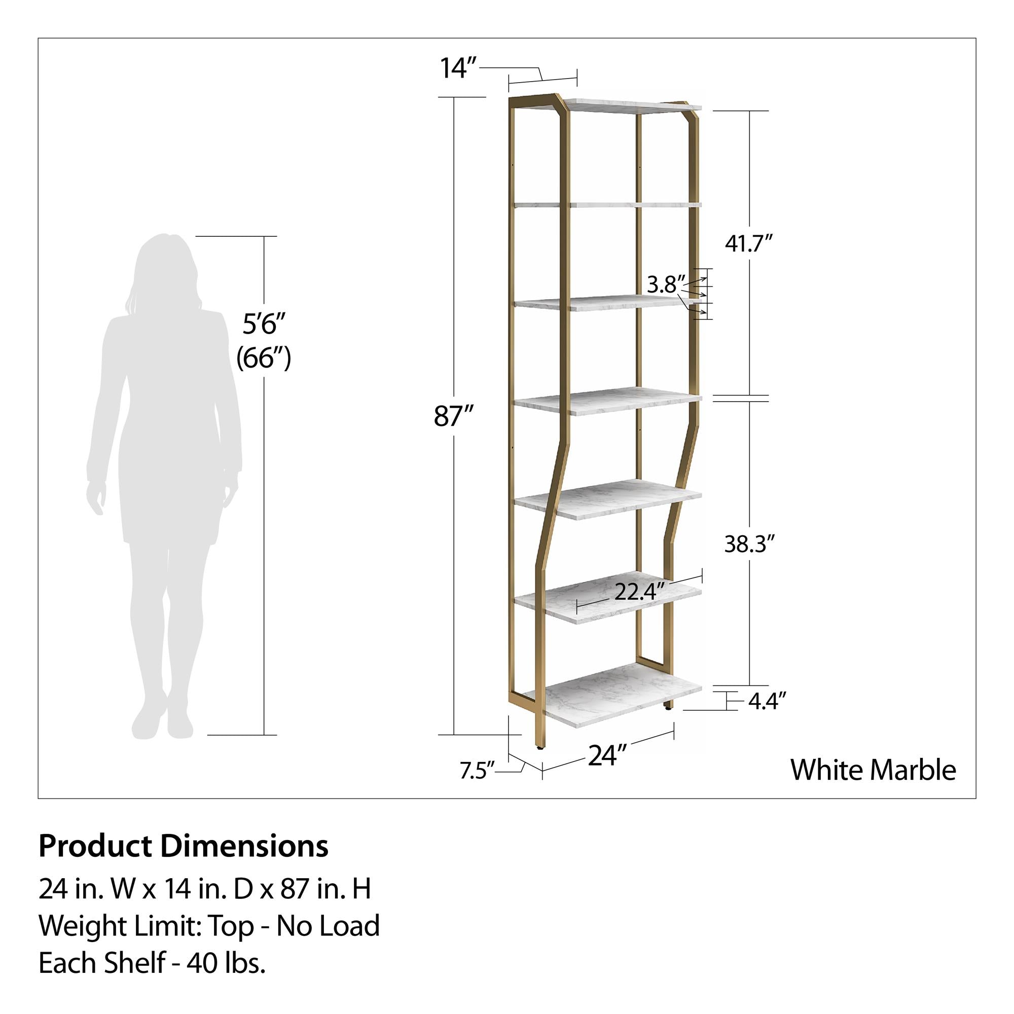 CosmoLiving Gwyneth Closet 4 Piece Bundle-2 Hanging Rod, 1 Shelf & 1 Drawer Unit - White marble