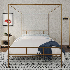 Novogratz Marion Canopy Bed - Gold - Queen