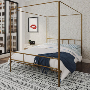 Novogratz Marion Canopy Bed - Gold - Queen