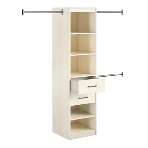 Novogratz Kelly 5 Shelf / 2 Drawer Closet Organizer with 3 Adjustable Hanging Rods - Ivory Oak