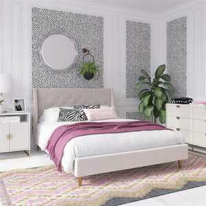 Novogratz Her Majesty Upholstered Bed - Ivory - Queen