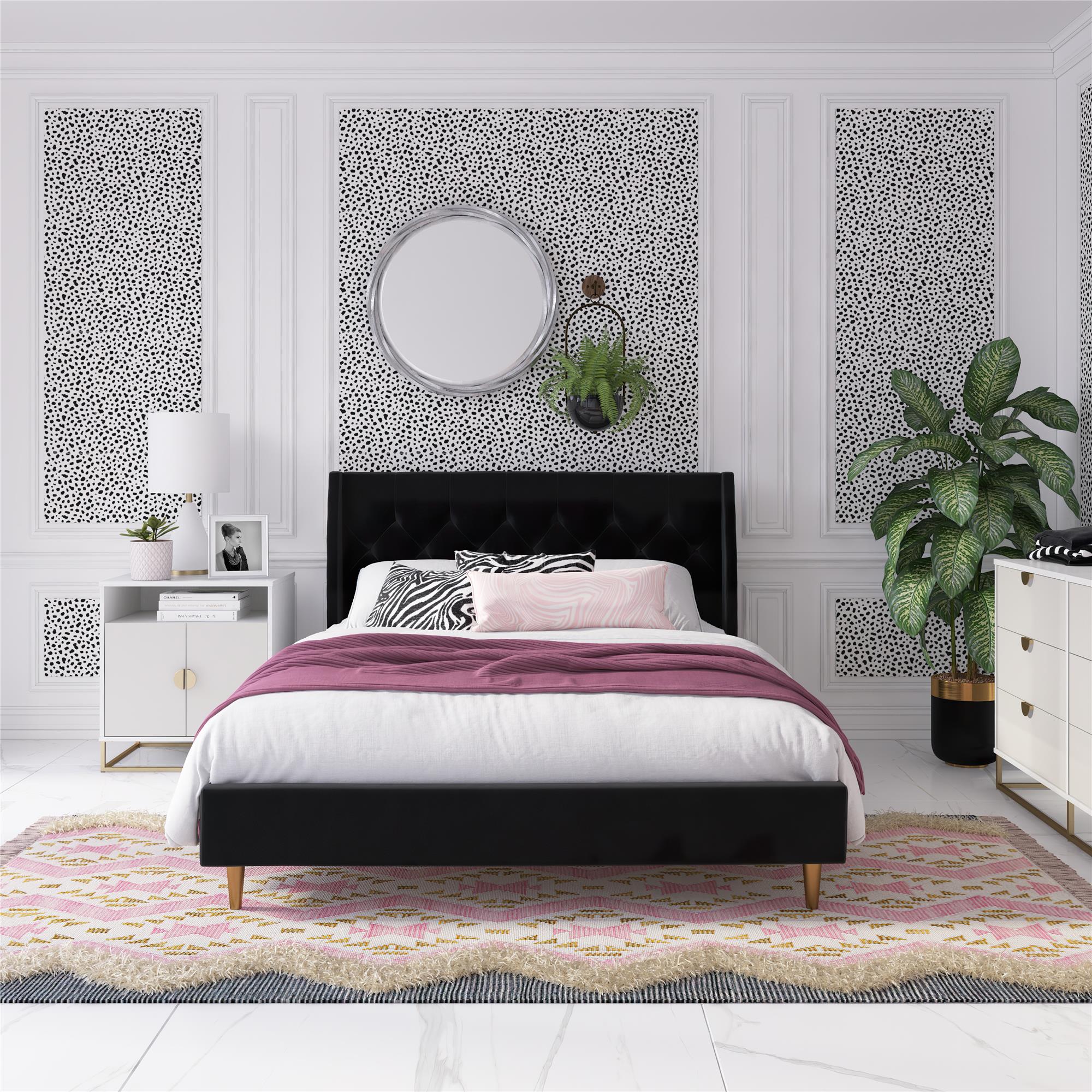 Novogratz Her Majesty Upholstered Bed - Black - Queen