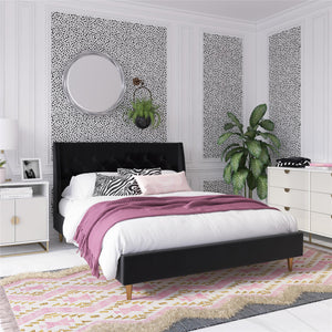 Novogratz Her Majesty Upholstered Bed - Black - Queen