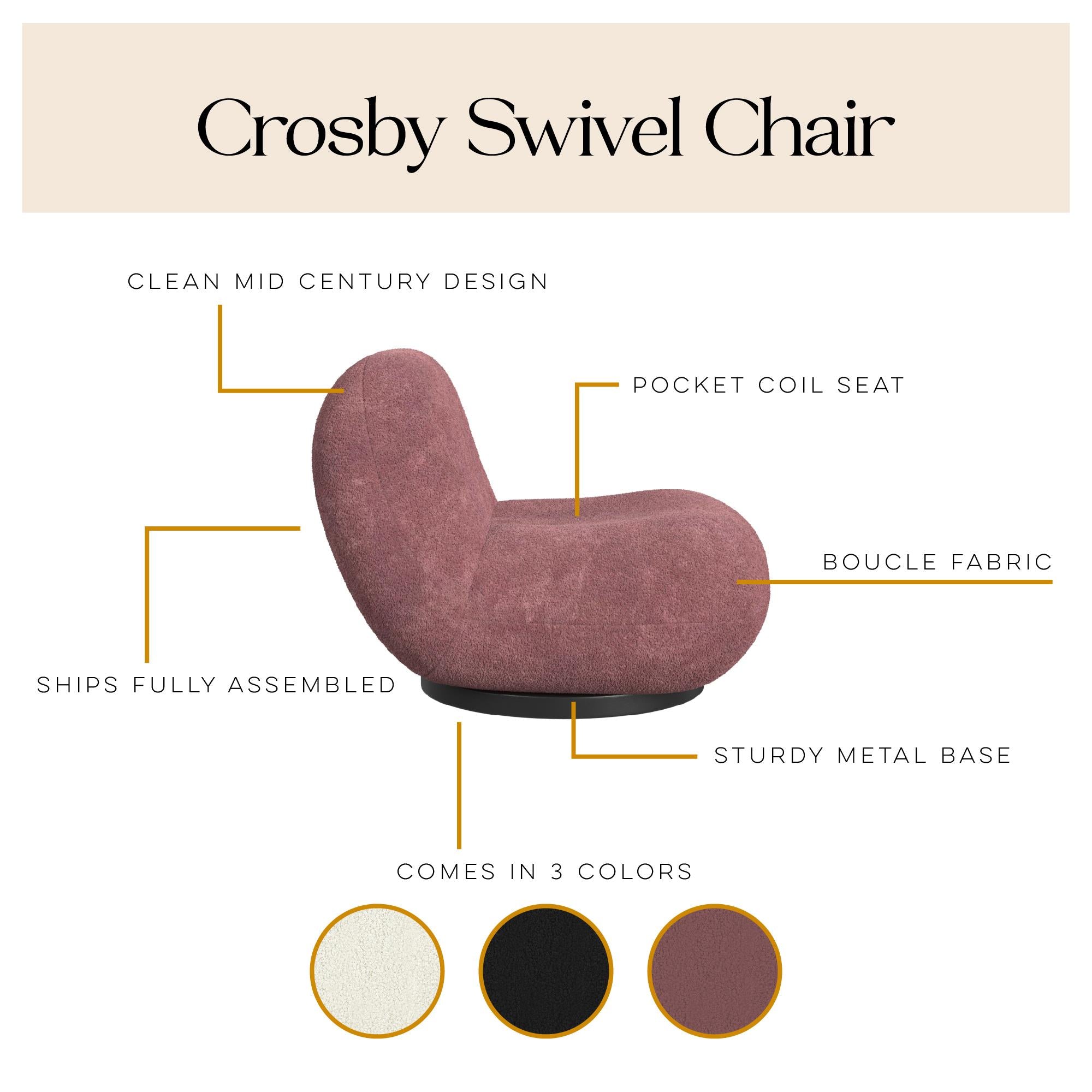 Cortney's Collection Crosby Boucle Swivel Chair - Berry