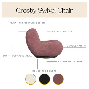 Cortney's Collection Crosby Boucle Swivel Chair - Berry
