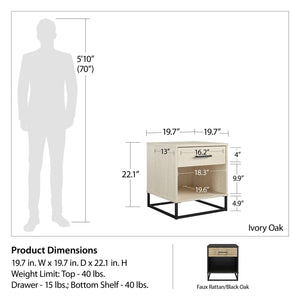 Novogratz Kelly Nightstand - Black Oak