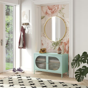 Mr. Kate Luna Wide 2-Door Accent Cabinet with Fluted Glass - Sky Blue