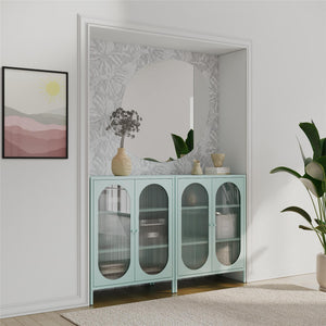 Mr. Kate Luna Short 2-Door Accent Cabinet with Fluted Glass - Sky Blue