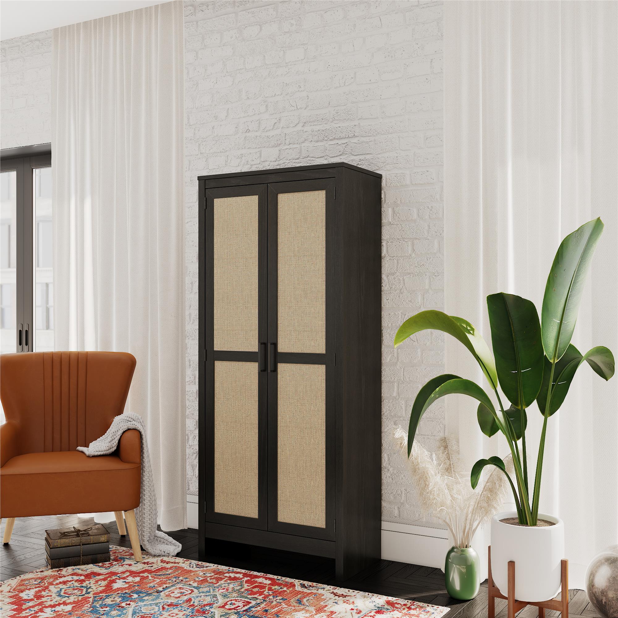 Ameriwood Home Wimberly Tall 2-Door Cabinet - Black Oak