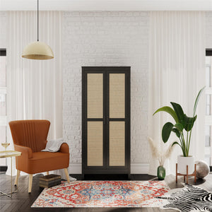 Ameriwood Home Wimberly Tall 2-Door Cabinet - Black Oak